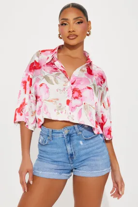 Summer Florals Satin Shirt  - Ivory/combo