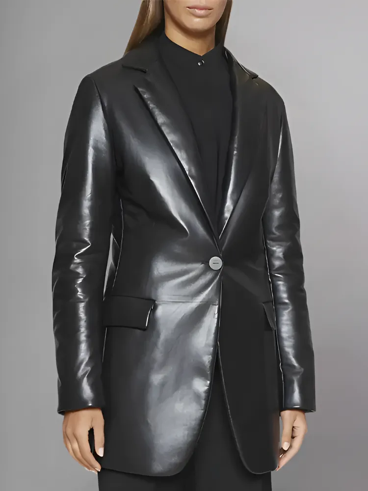 Tailored Lambskin Leather Coat For Women