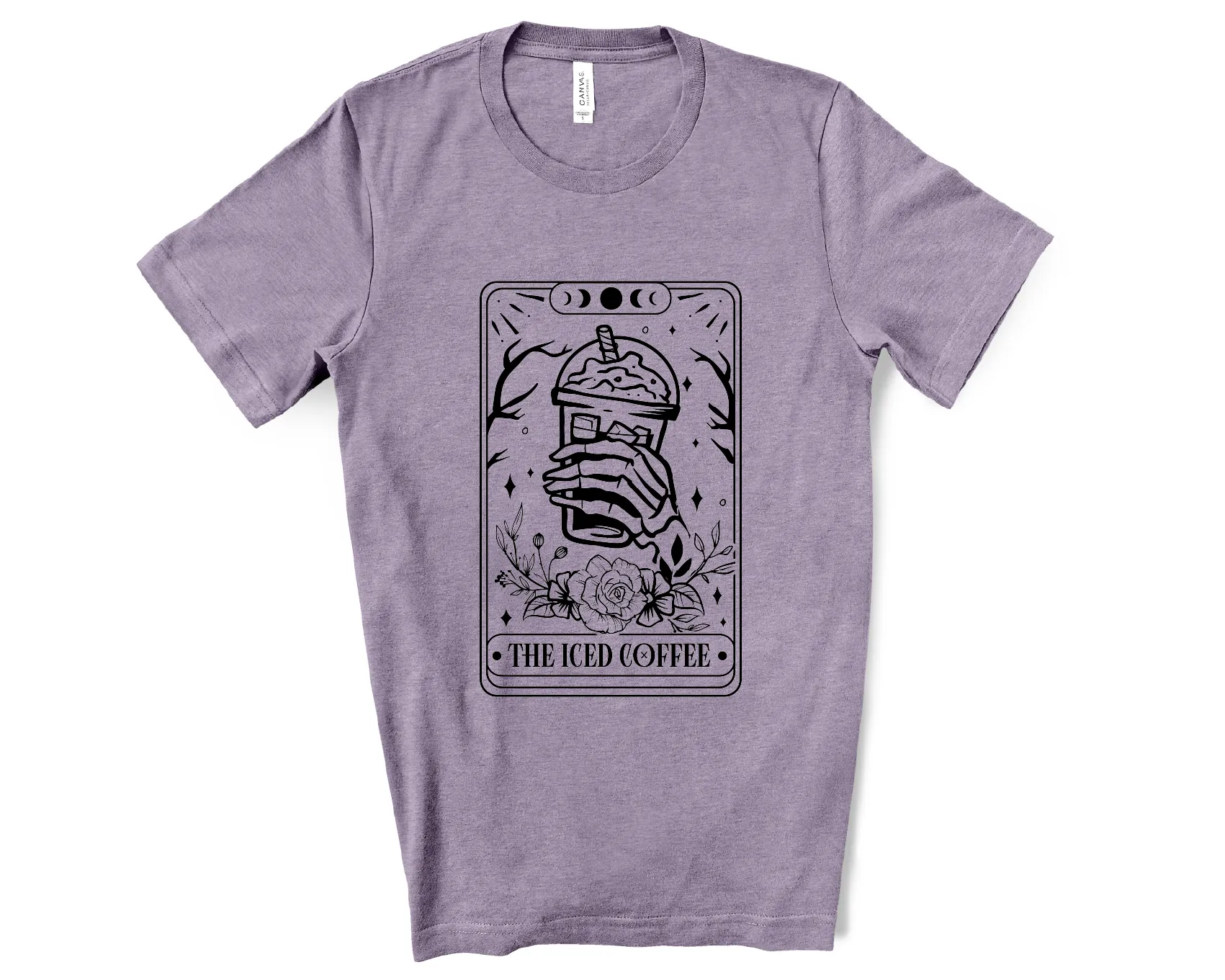 The Iced Coffee Tarot Card Bella Canvas Tees in Three Colors