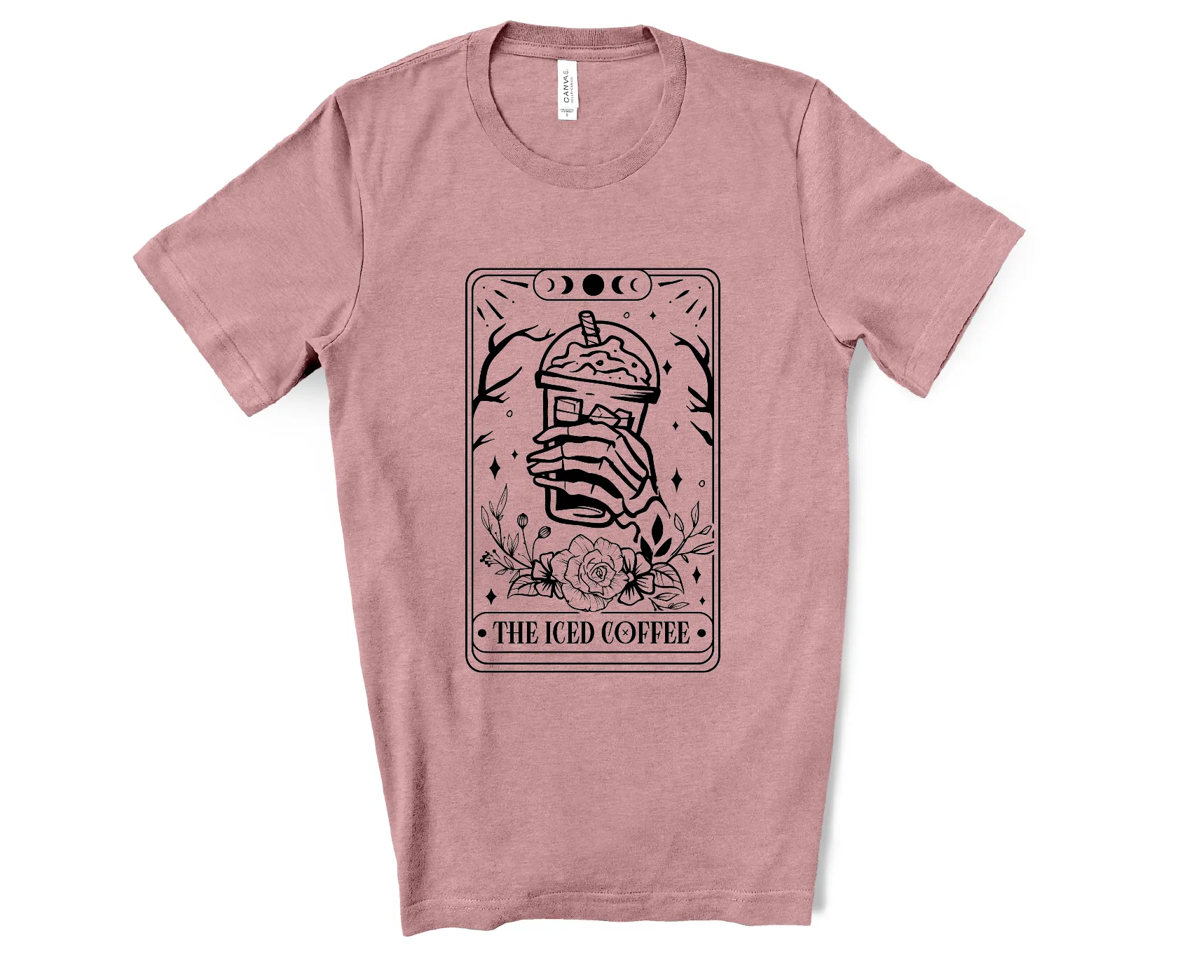 The Iced Coffee Tarot Card Bella Canvas Tees in Three Colors