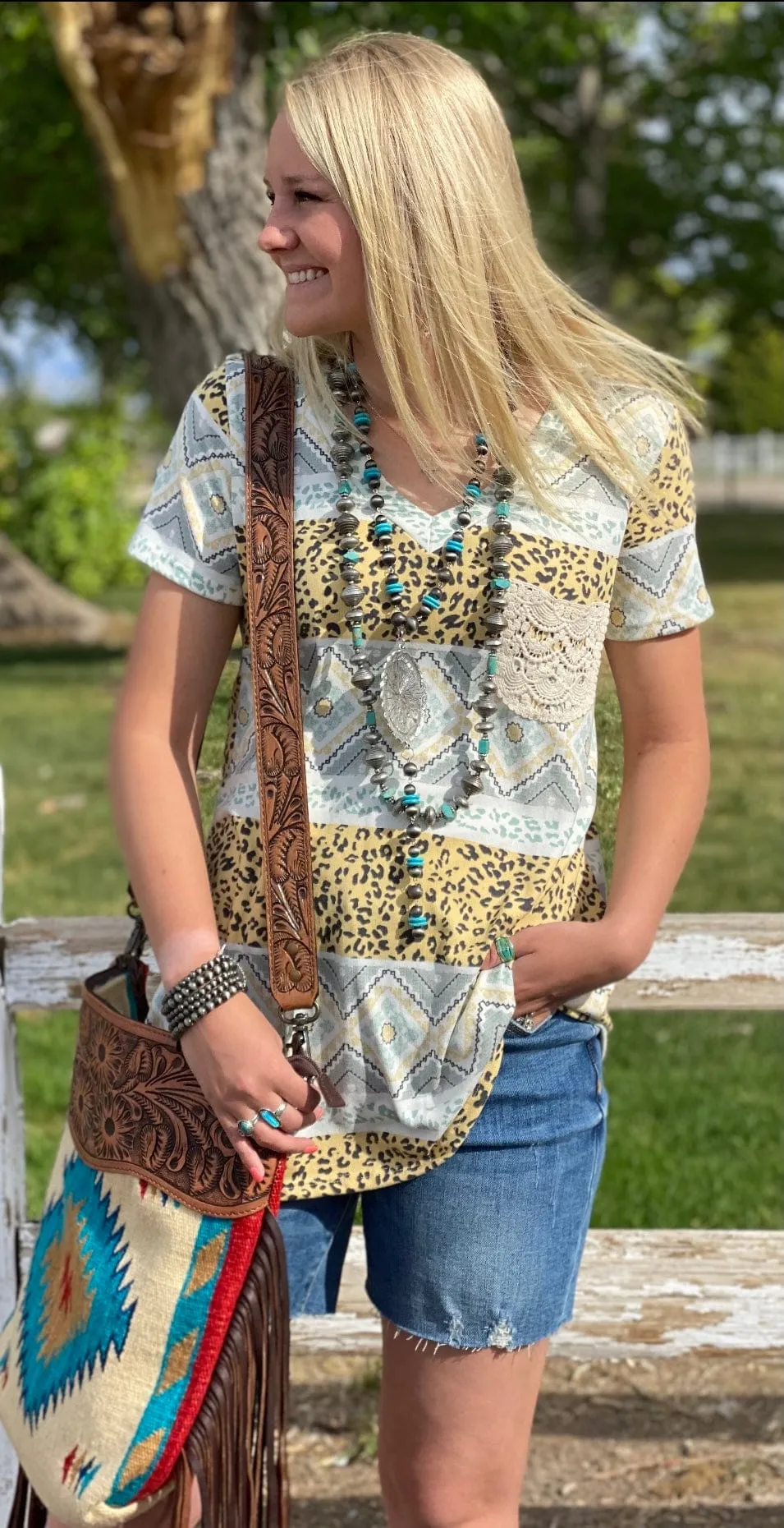 The Leopard Lacey Aztec Top