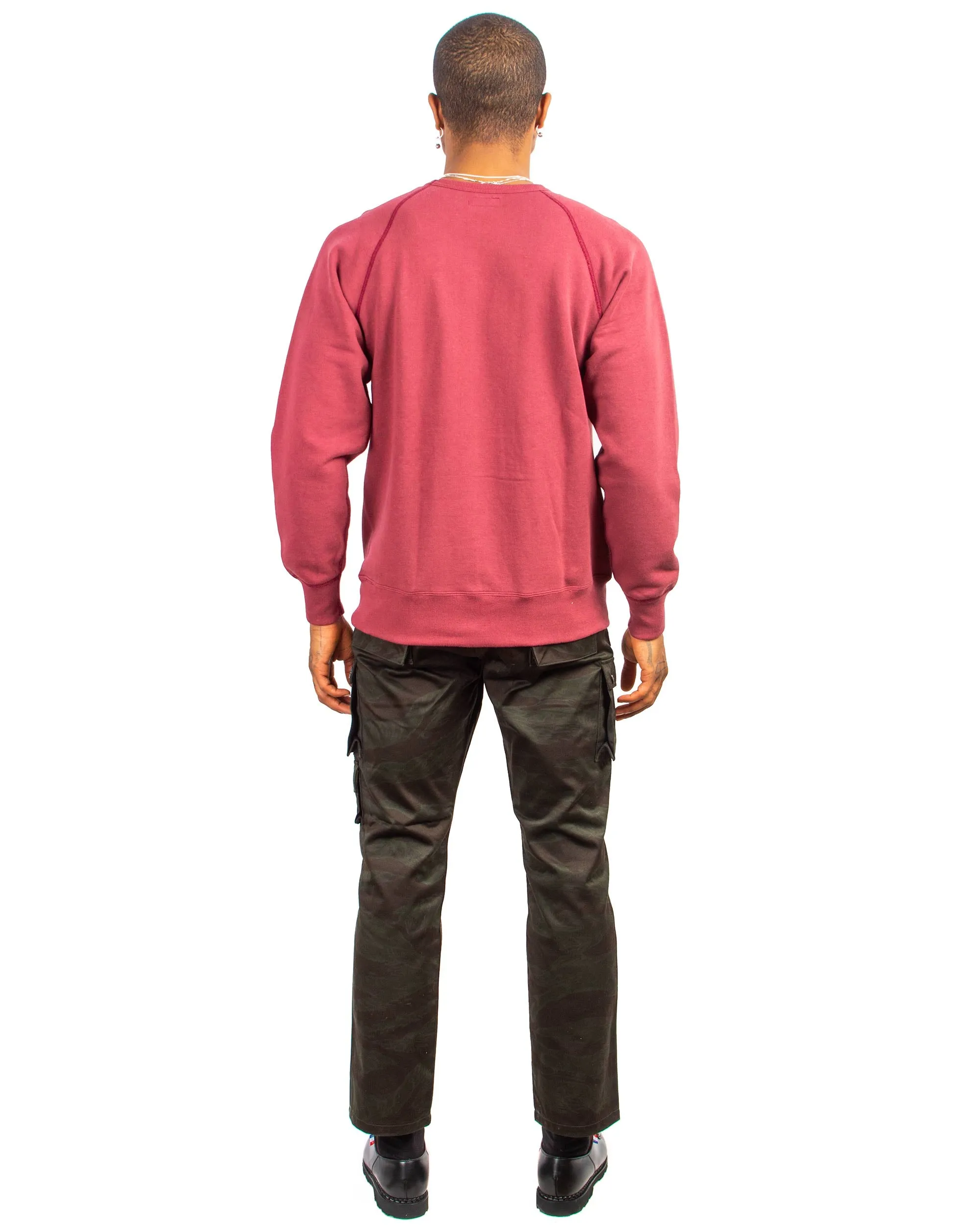 The Real McCoy's MC21018 9oz. Loopwheel Raglan Sleeve Sweatshirt Maroon