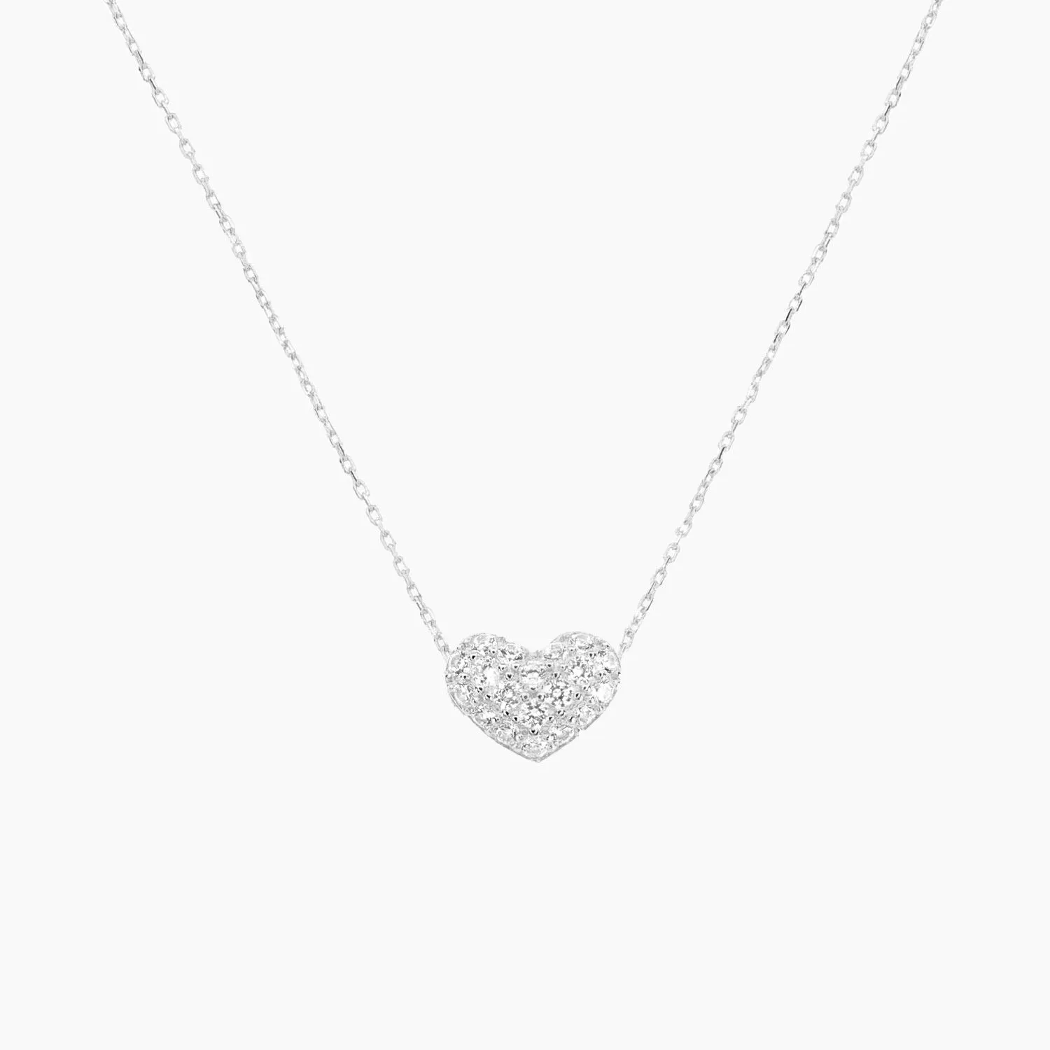 Valentina Pave Heart Necklace (Silver)