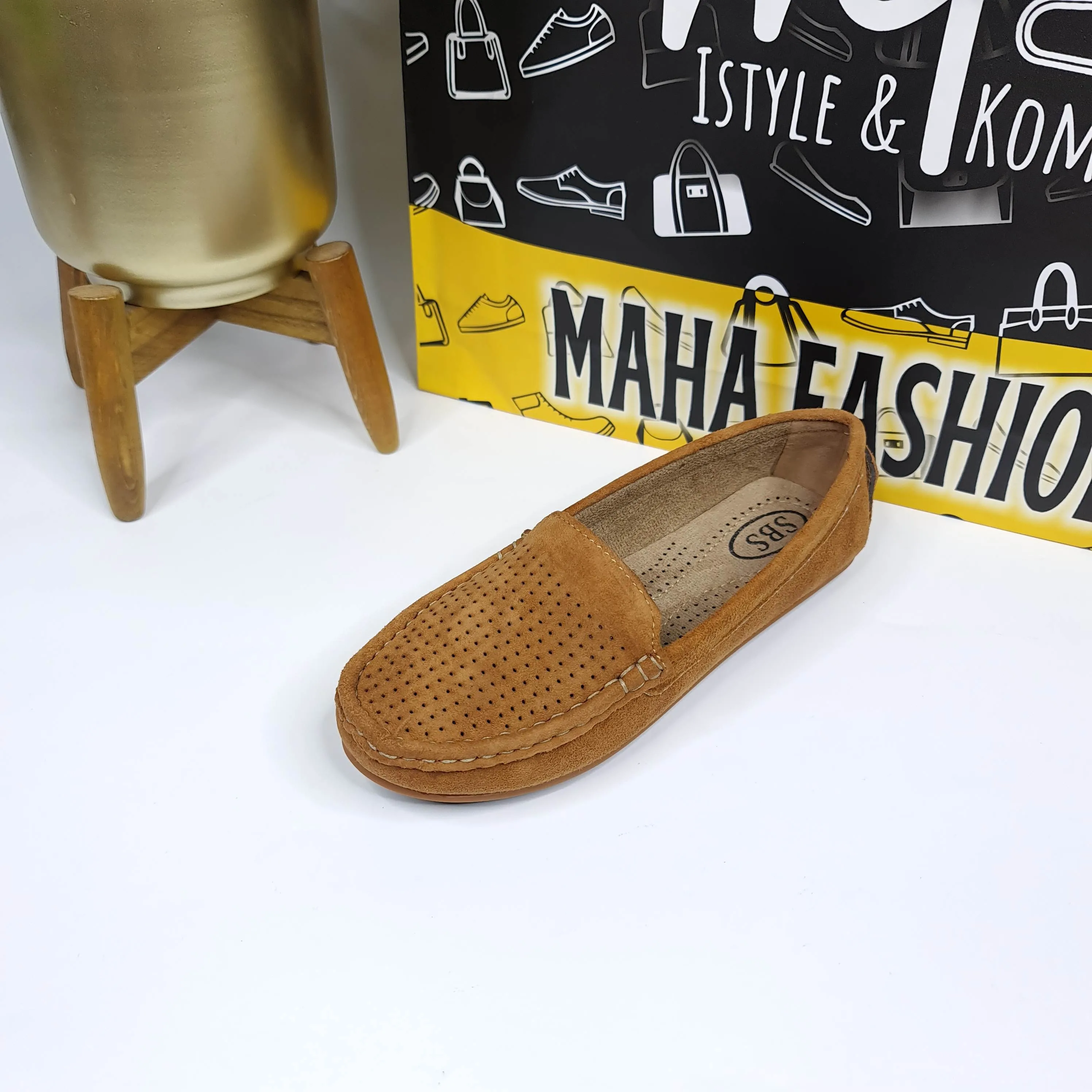 Vector Cut Leather Moccasins