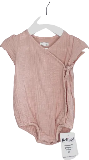 vertbaudet Pink Cotton Gauze Wrap Tie Bodysuit 3-6 Months