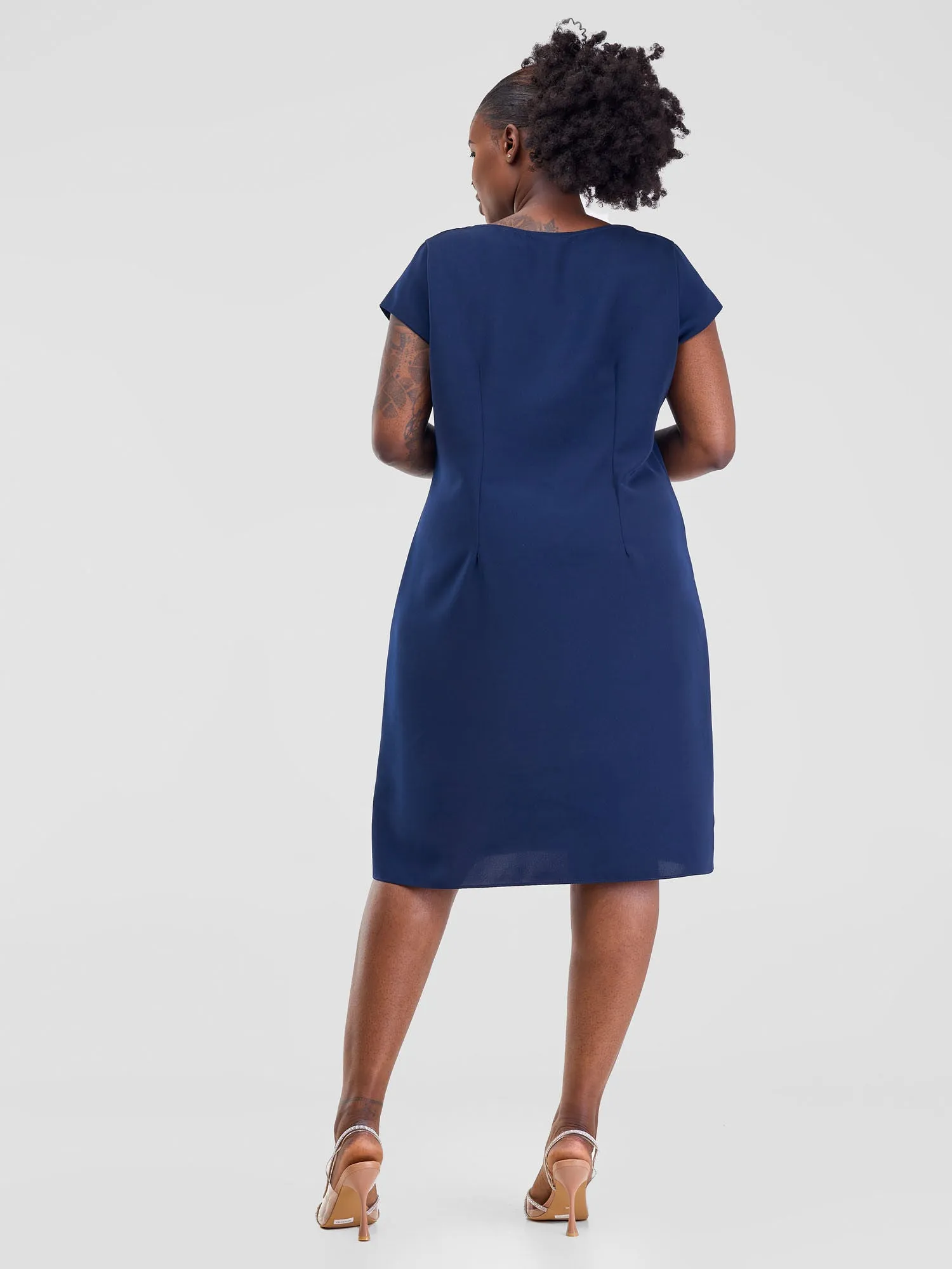 Vivo Nala Cap Sleeve Shift Dress - Deep Navy