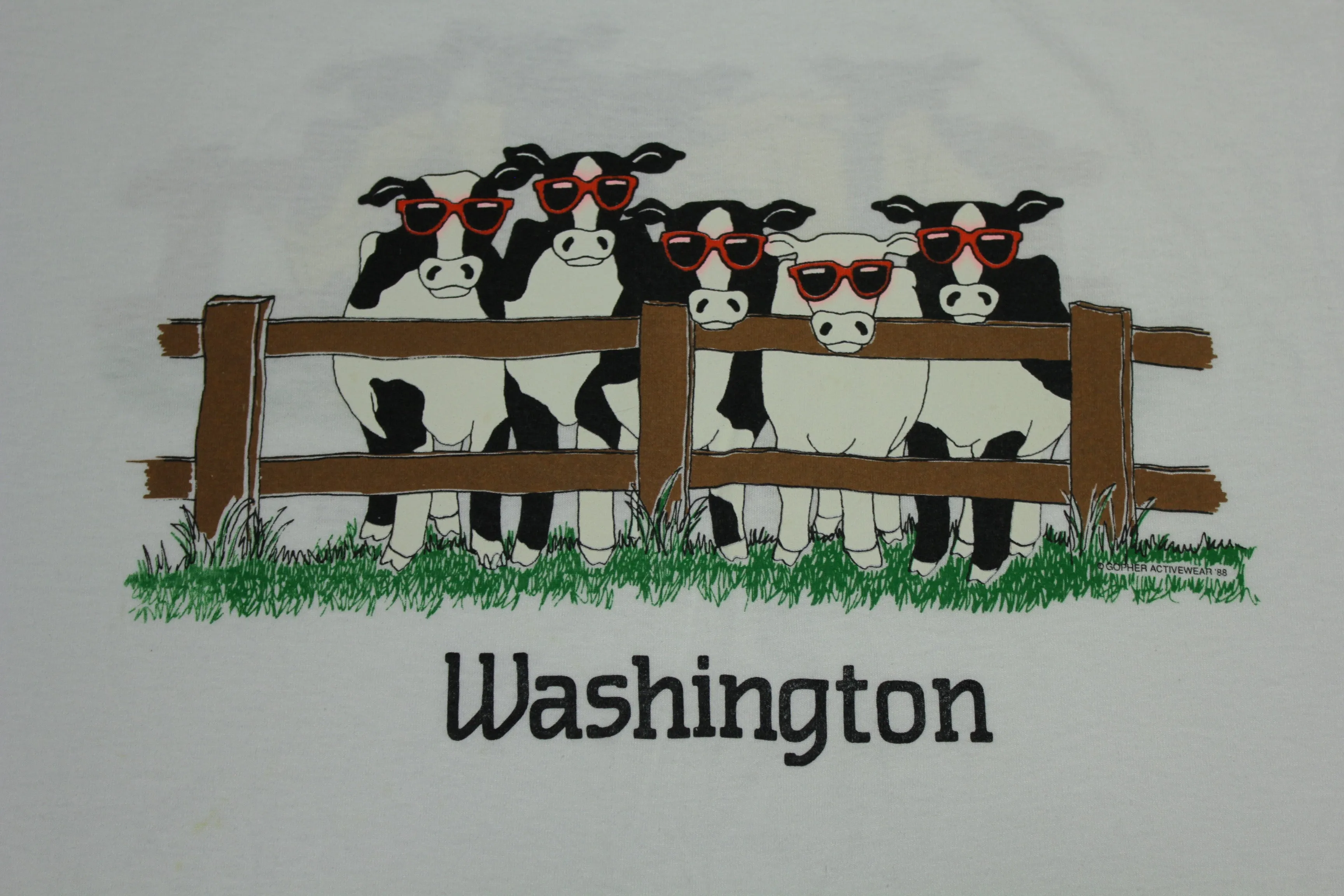 Washington Cool Cows Vintage 90's Cattle Sunglasses Single Stitch Screen Stars T-Shirt