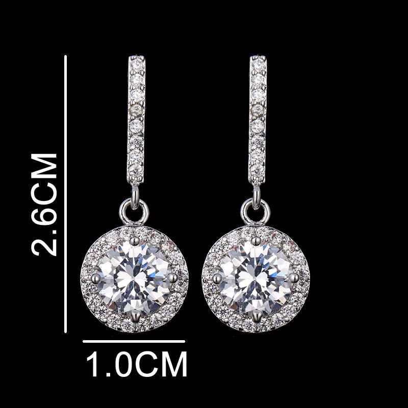 White CZ Crystal White Gold Plated Drop Earring