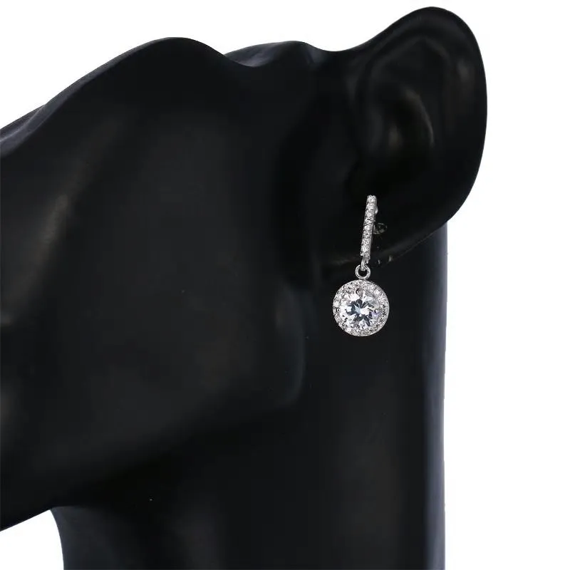 White CZ Crystal White Gold Plated Drop Earring