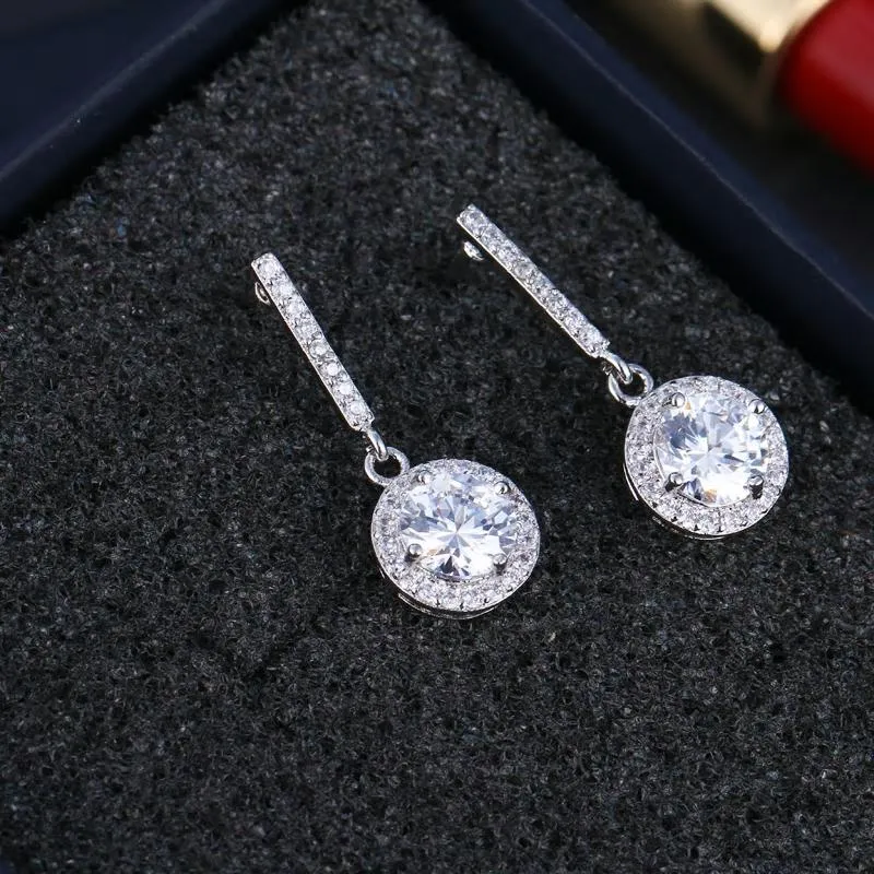 White CZ Crystal White Gold Plated Drop Earring