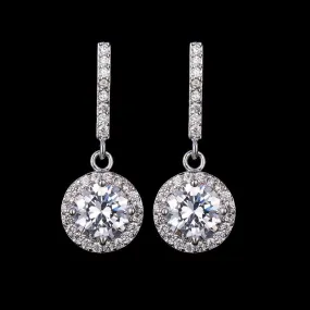 White CZ Crystal White Gold Plated Drop Earring