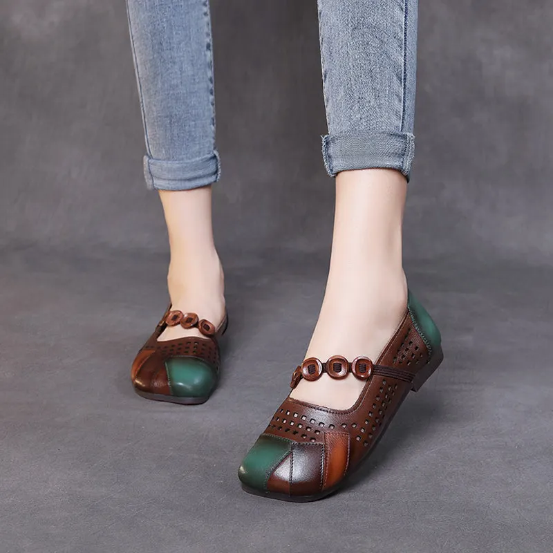 Women Summer Hollow Leather Soft Casual Sandals