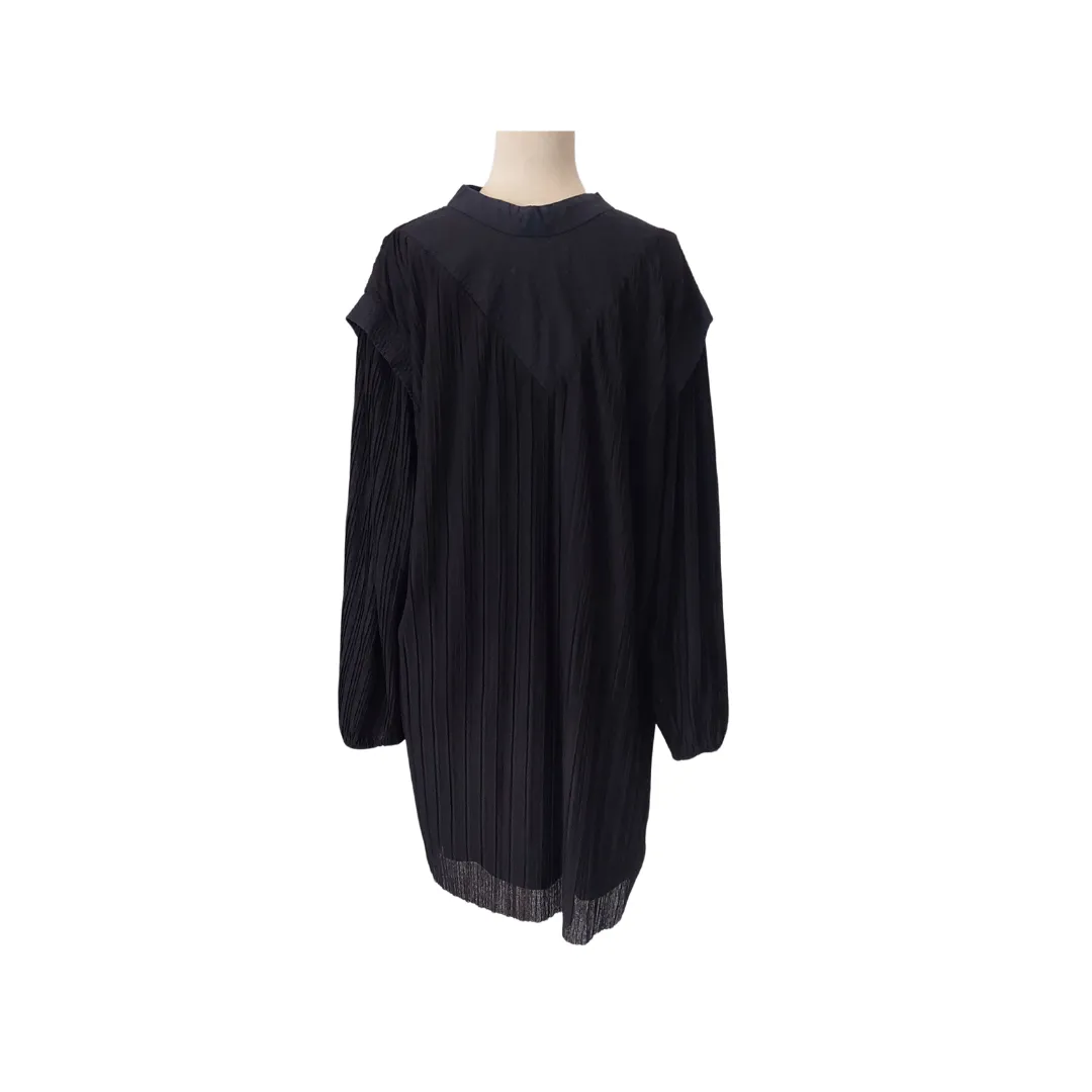 ZARA Black Pleated High-neck Long Tunic | Pre loved |